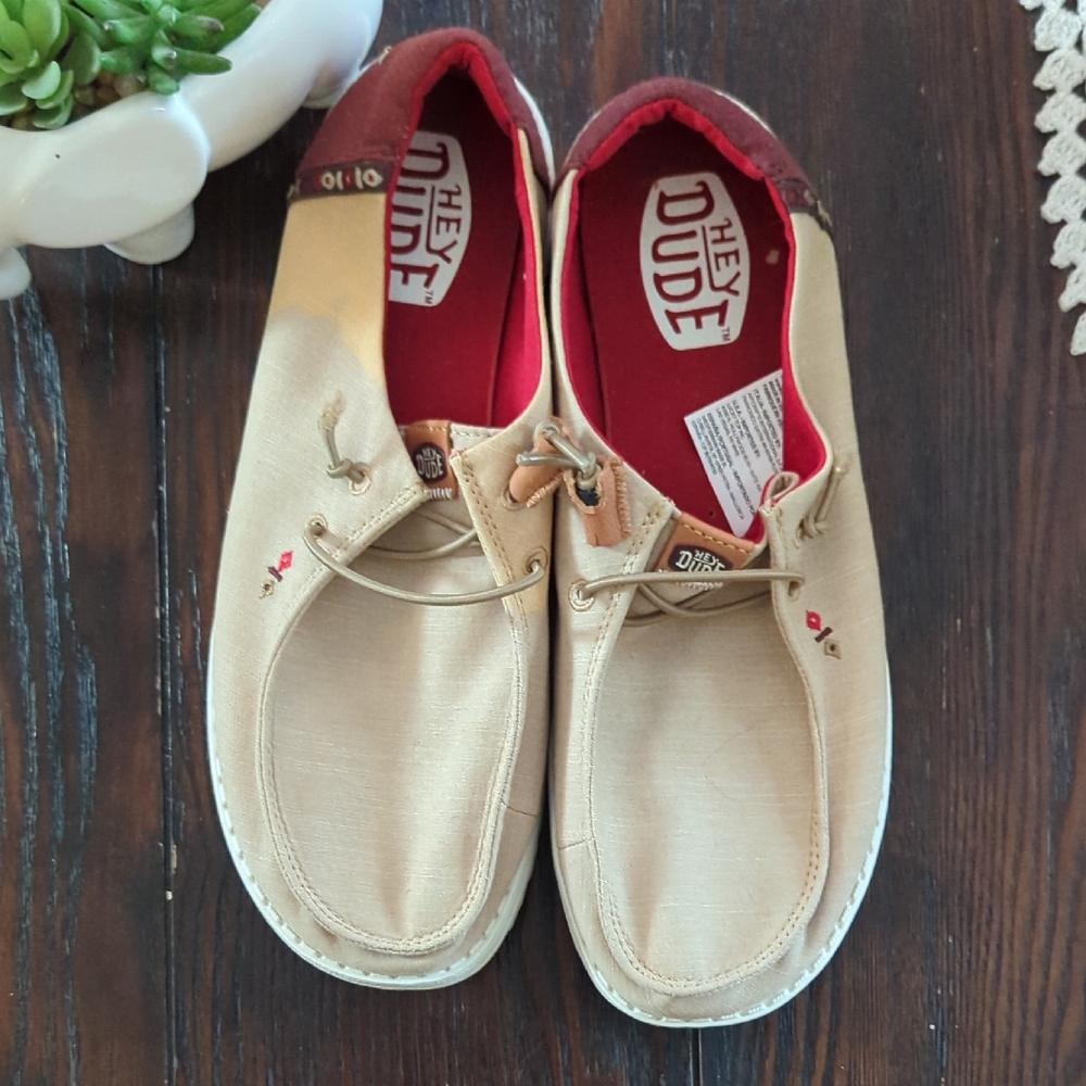Hey Dude Beige Casual Shoes Sz 9